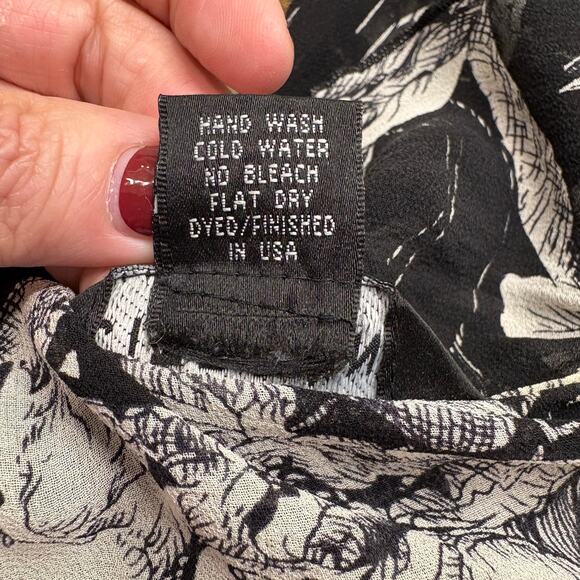 Citron Size XL Cardigan 100% Silk Floral Whimsigoth Dark Fairy Boho Sheer Floral - Picture 6 of 15